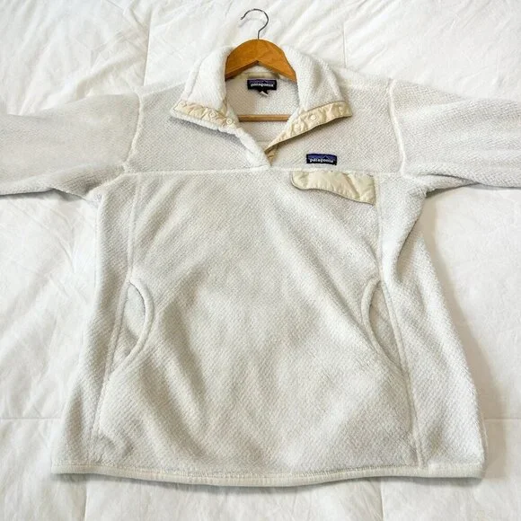 Patagonia Re-Tool Snap-T Fleece Pullover Cream Raw Linen Size L - Picture 2 of 10